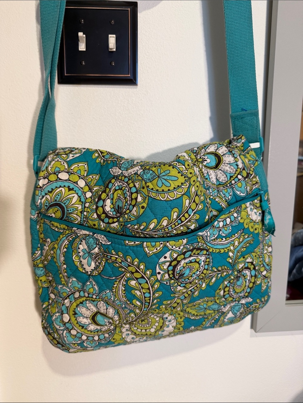 Vera Bradley Teal Paisley Quilted Shoulder Bag